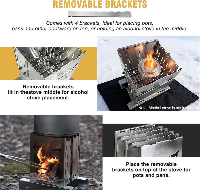 Folding Wood Burning Camp Stove, Stainless Survival Stove photo 3