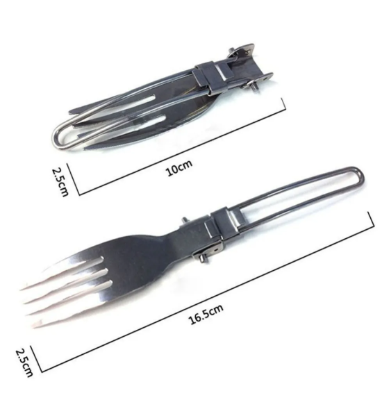 Folding Camping Cutlery Set, Stainless Steel 3-Piece photo 7