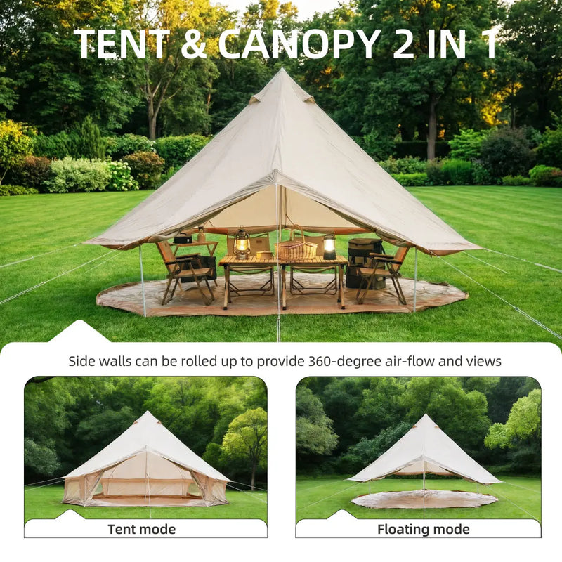 16.4 ft Bell Tent with Stove Jack, Sleeps 10 photo 7