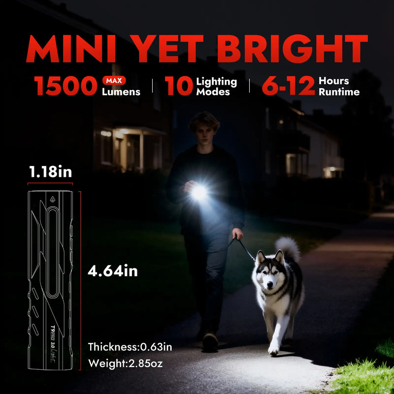 WARSUN T9 EDC Flashlight, 1500 Lumens, USB-C Rechargeable photo 8