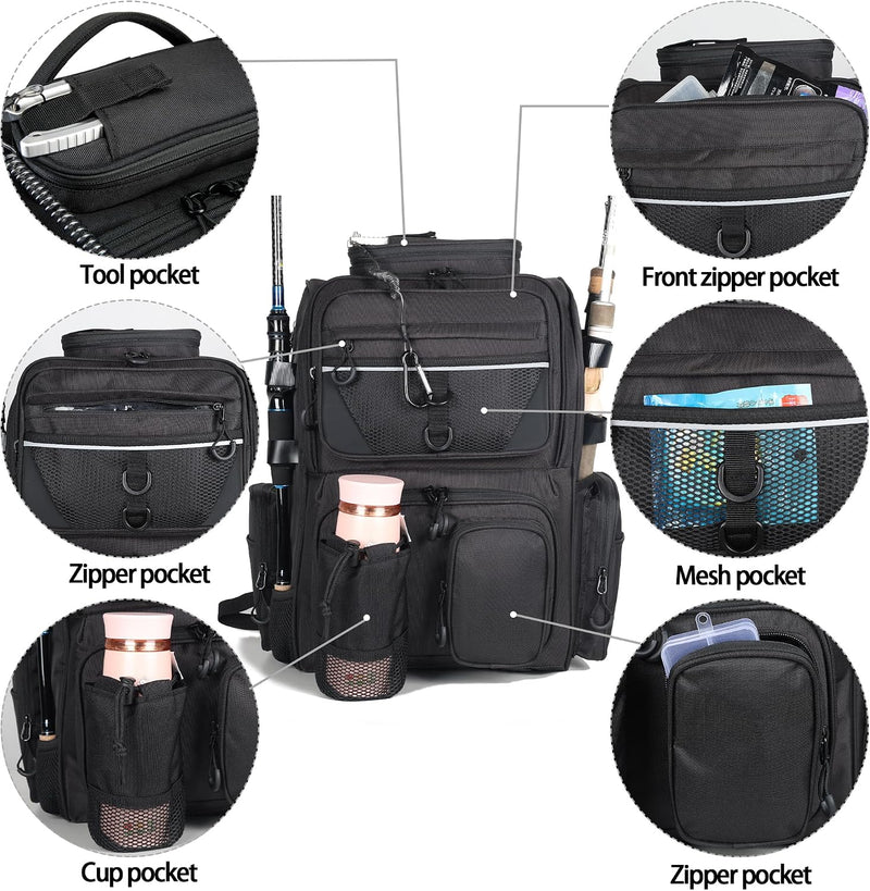 40L Fishing Tackle Backpack with Rod Holders and Tool Pocket photo 4