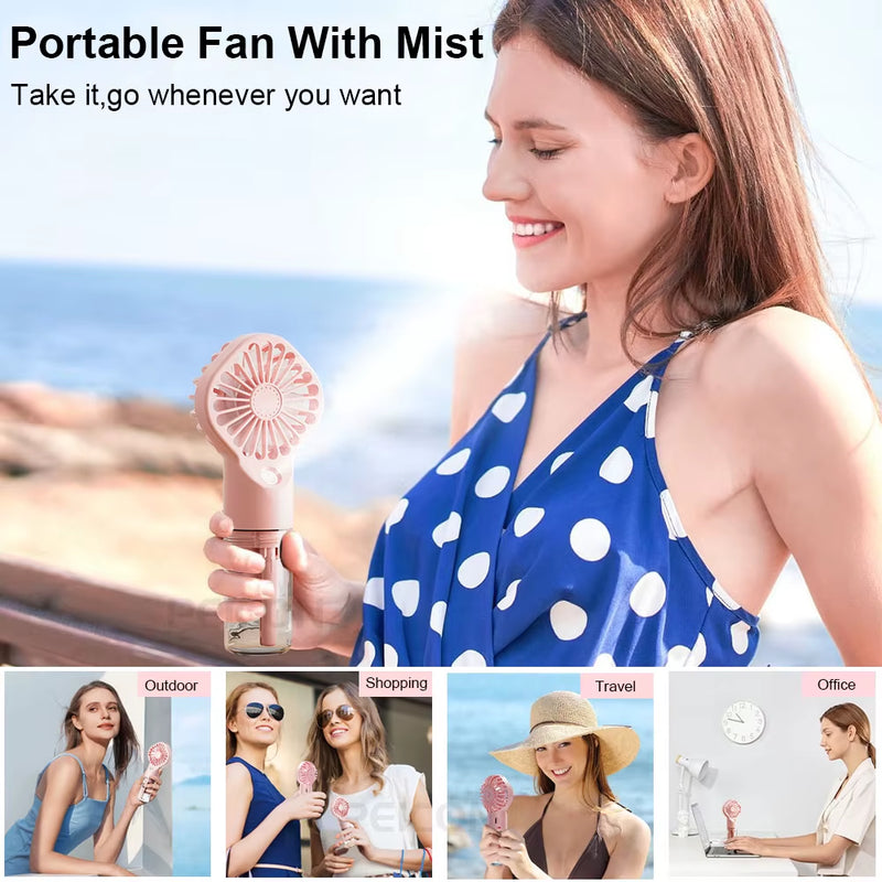 Handheld Misting Fan, Rechargeable USB Mini Fan photo 3