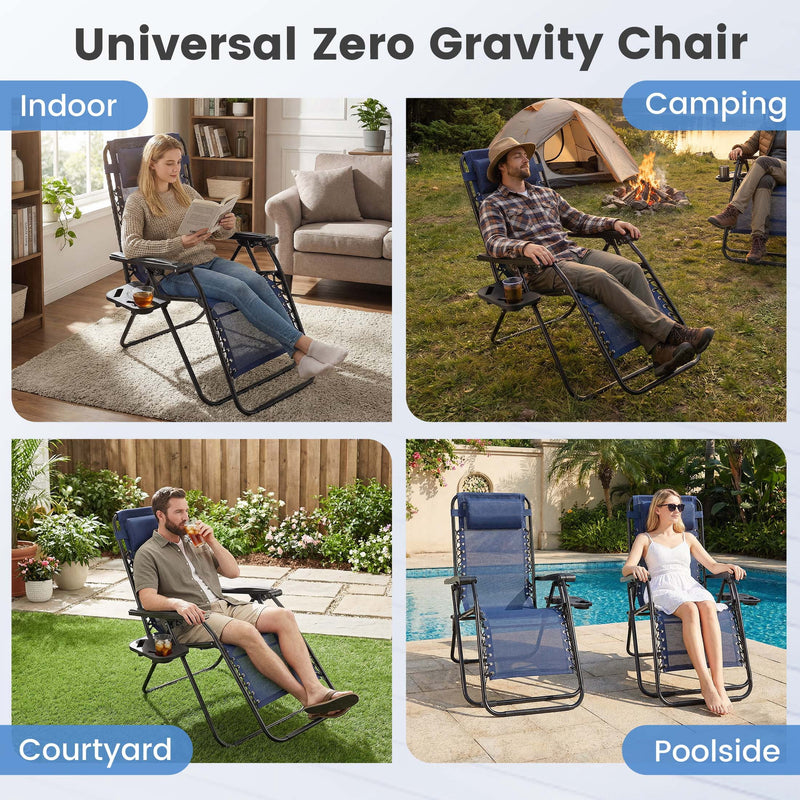 Zero Gravity Camping Chairs, 2 Pack with Cup Holder Trays photo 7