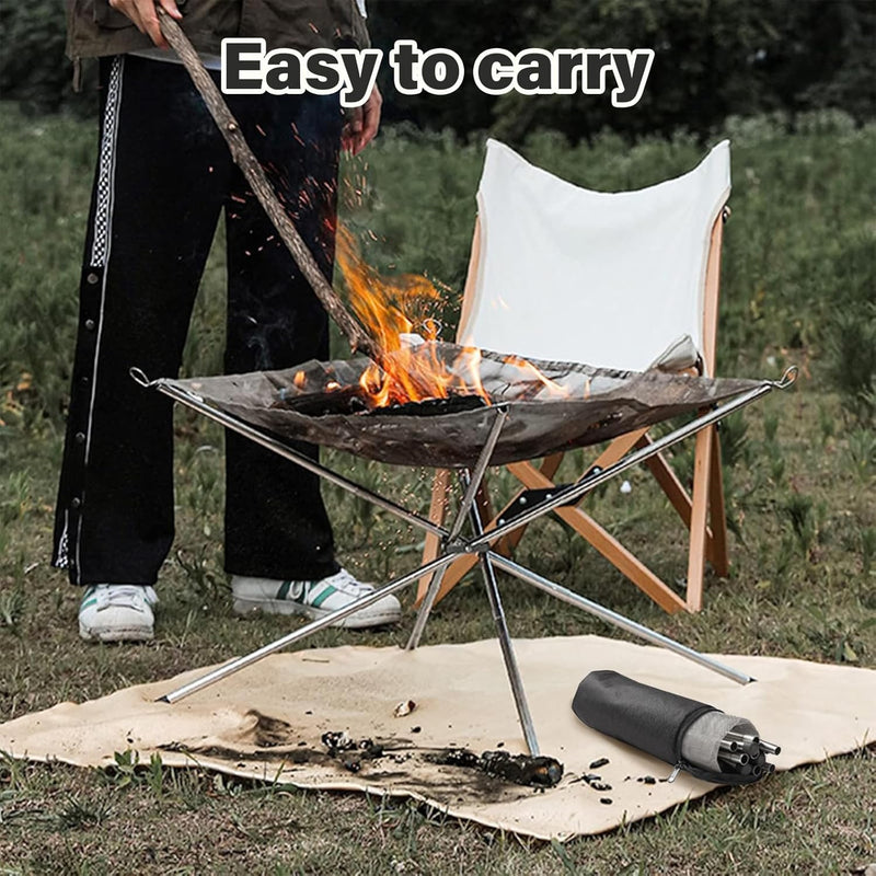 Folding Fire Pit, 22 in Portable Steel Mesh with Carry Bag photo 5