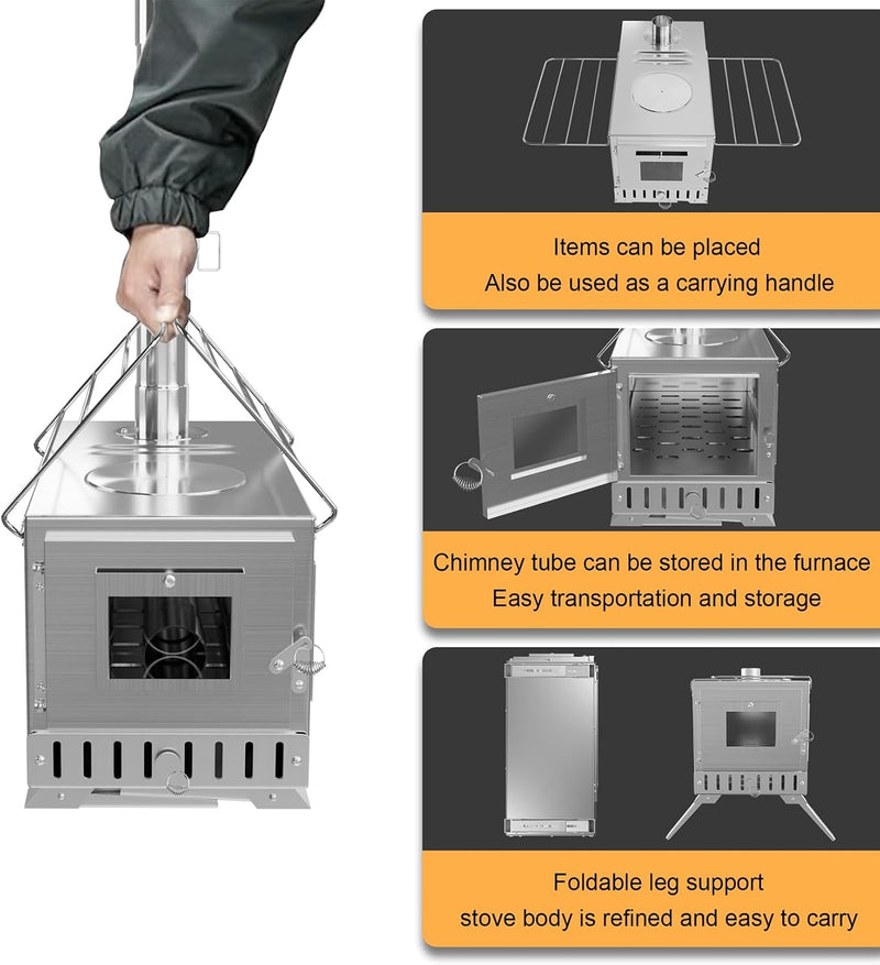 Hot Tent Wood Stove, Portable Stainless Steel Camping Stove photo 9