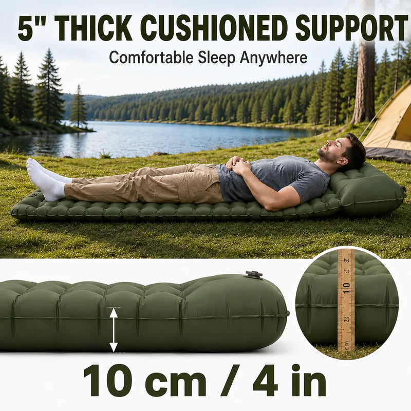 Inflatable Sleeping Pad with Built-in Pillow and Pump photo 6