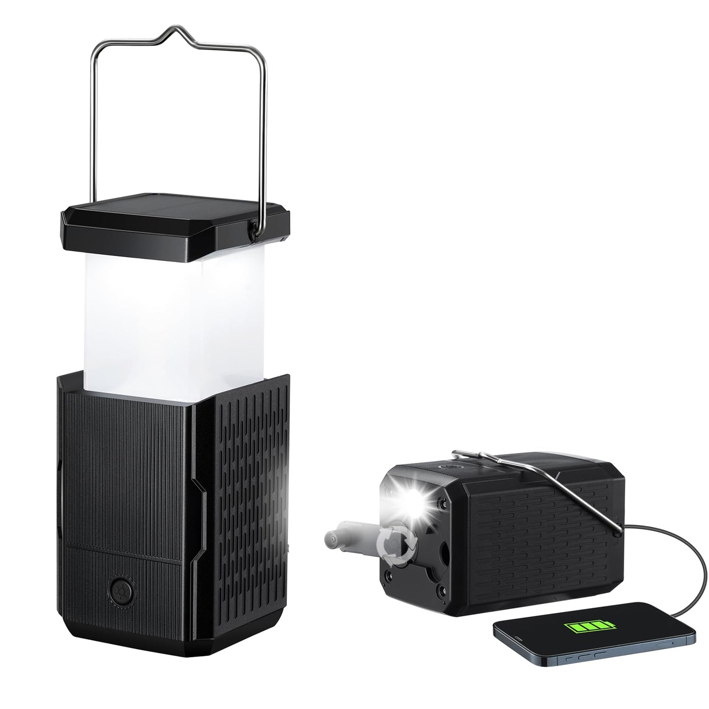 2 Pack Camping Lantern Rechargeable Hand Crank Solar