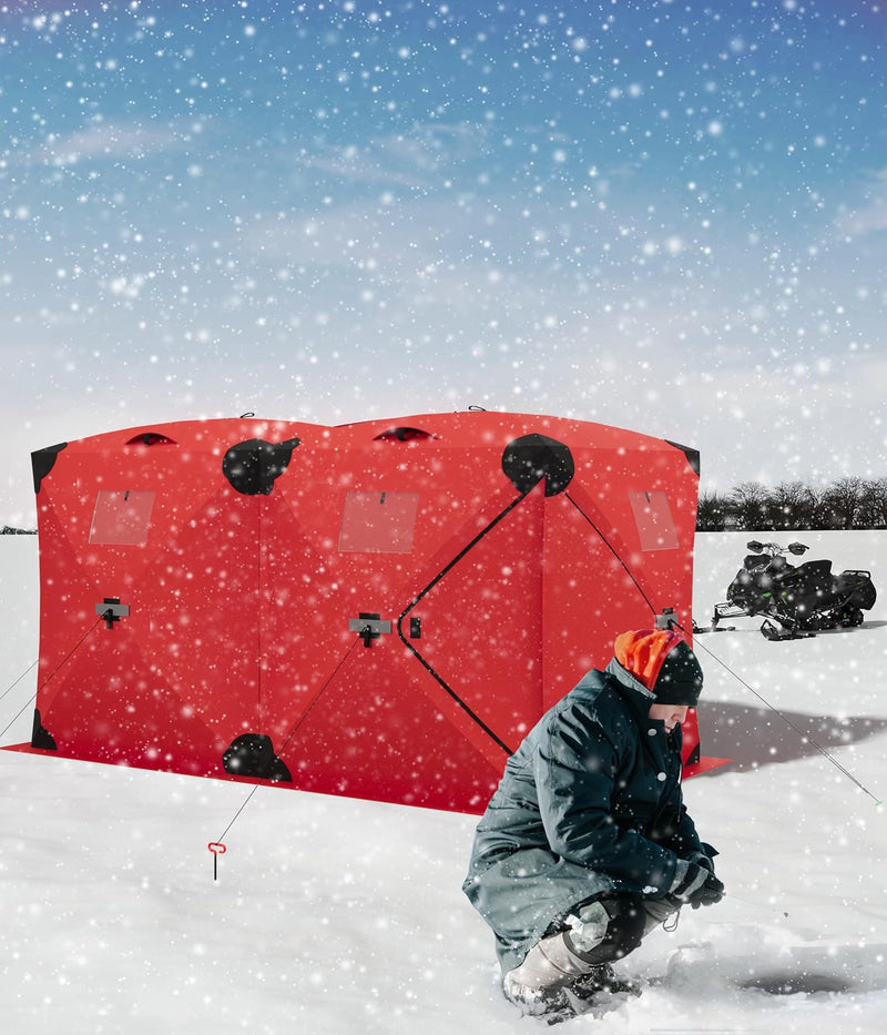 Insulated Pop Up Ice Fishing Shelter, 6 to 8 Person Hub Tent photo 6
