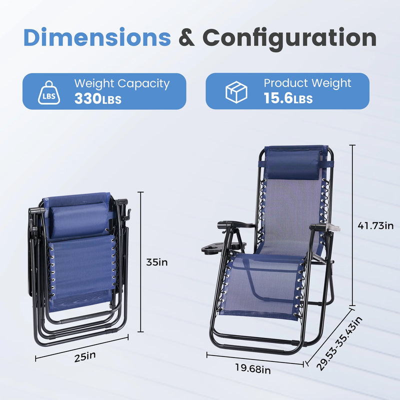 Zero Gravity Camping Chairs, 2 Pack with Cup Holder Trays photo 9