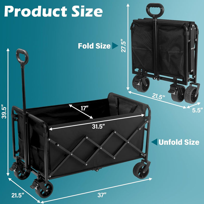 Collapsible Wagon Cart with All Terrain Wheels, Heavy Duty photo 9