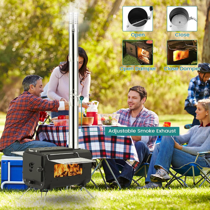 Portable Wood Stove for Tents, Folding Legs and View Glass photo 5