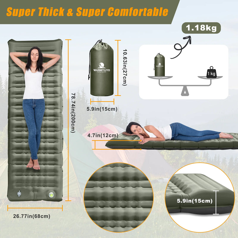 Electric Self Inflating Sleeping Pad with Pillow, 4.72 in Thick photo 6