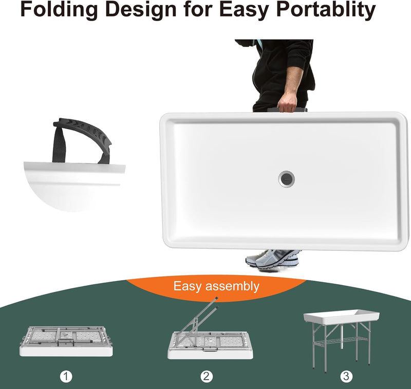 4 ft Folding Fish Cleaning Table with Drain and Ice Basin photo 11