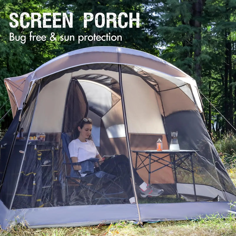 6 to 10 Person Tunnel Tent with Screen Room photo 6