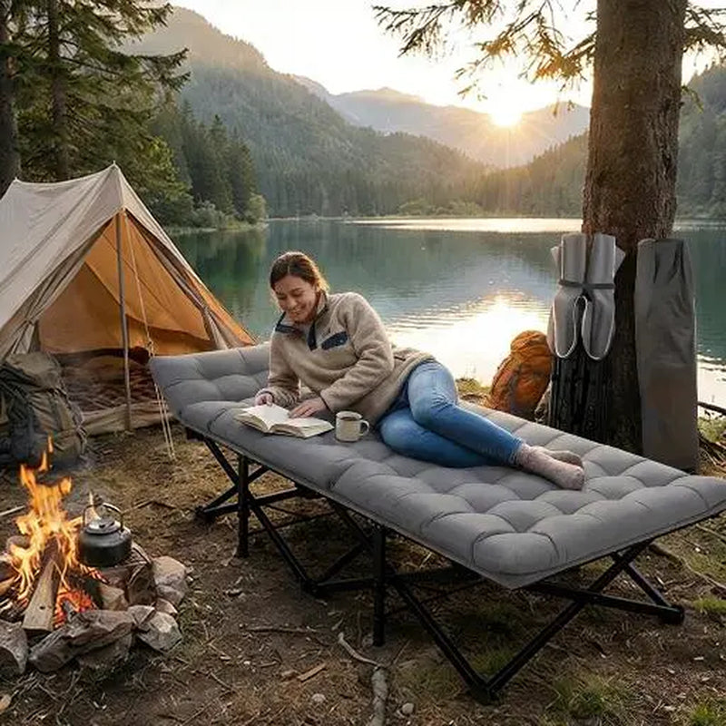 Folding Double Camping Daybed Lounger with Cushion photo 4