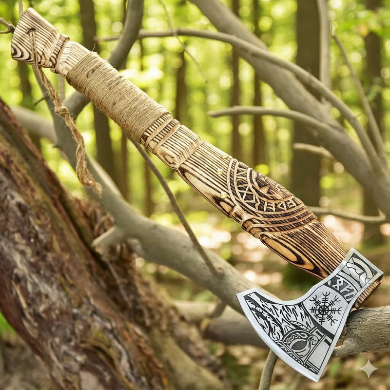 Hand Forged Viking Axe with Leather Sheath, 20 in Bearded Axe photo 7