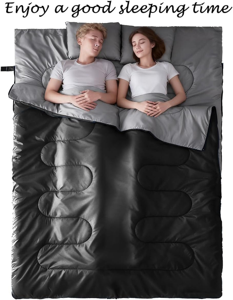 Double Sleeping Bag for 2 Adults, Queen XL with 2 Pillows photo 8