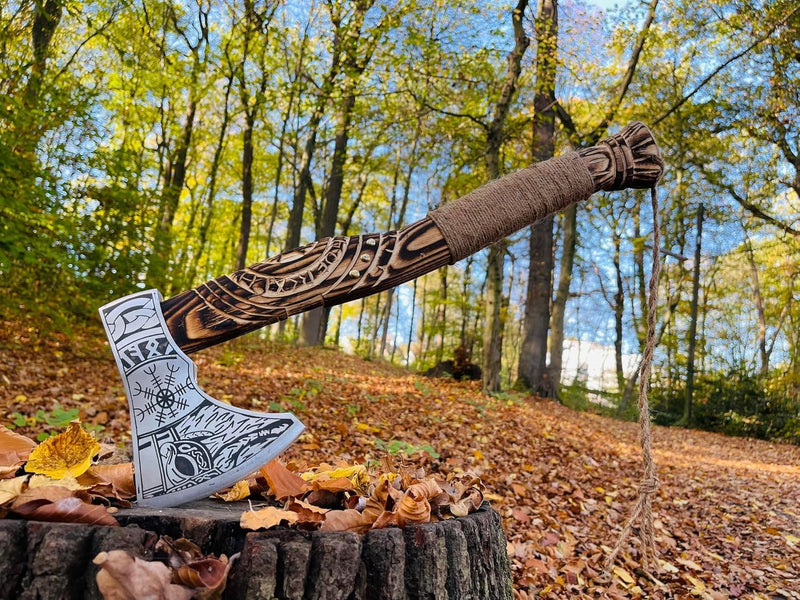 Hand Forged Viking Axe with Leather Sheath, 20 in Bearded Axe photo 5