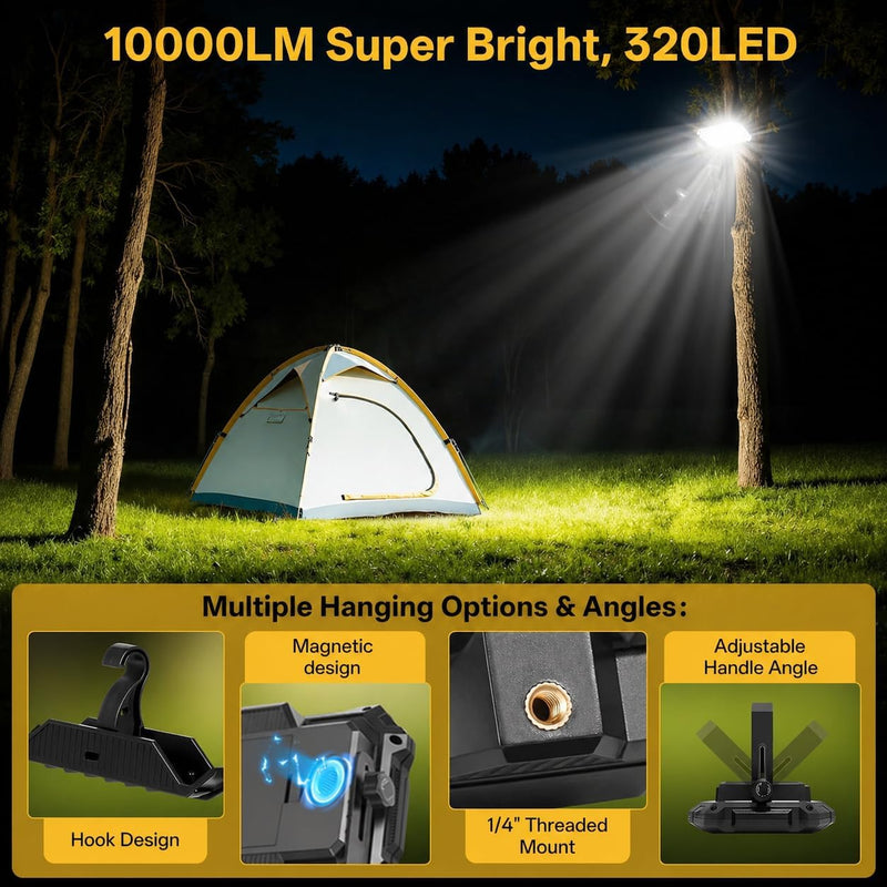 Rechargeable LED Work Light, 10,000 Lumens, 13000mAh Power Bank photo 2