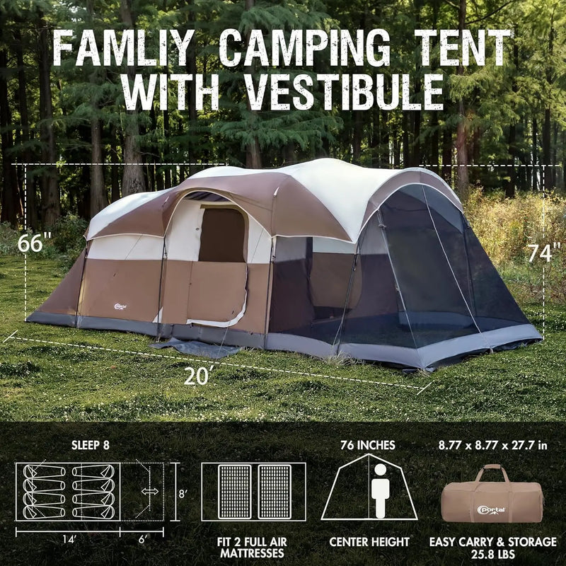 6 to 10 Person Tunnel Tent with Screen Room photo 2