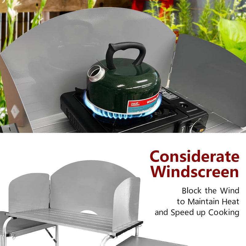 Folding Camp Kitchen Table, Aluminum Cook Station with Storage photo 7