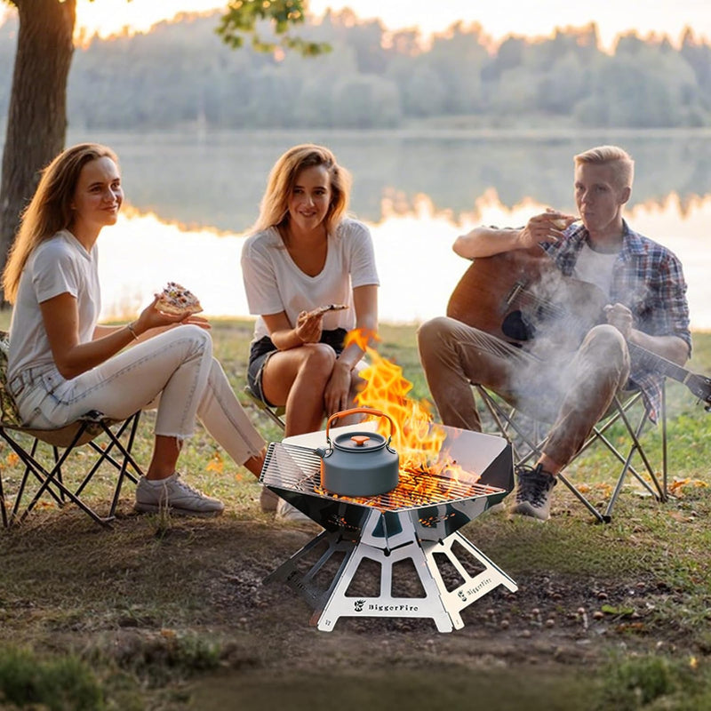 Portable Fire Pit, Folding Stainless Steel with Grill Grate photo 6