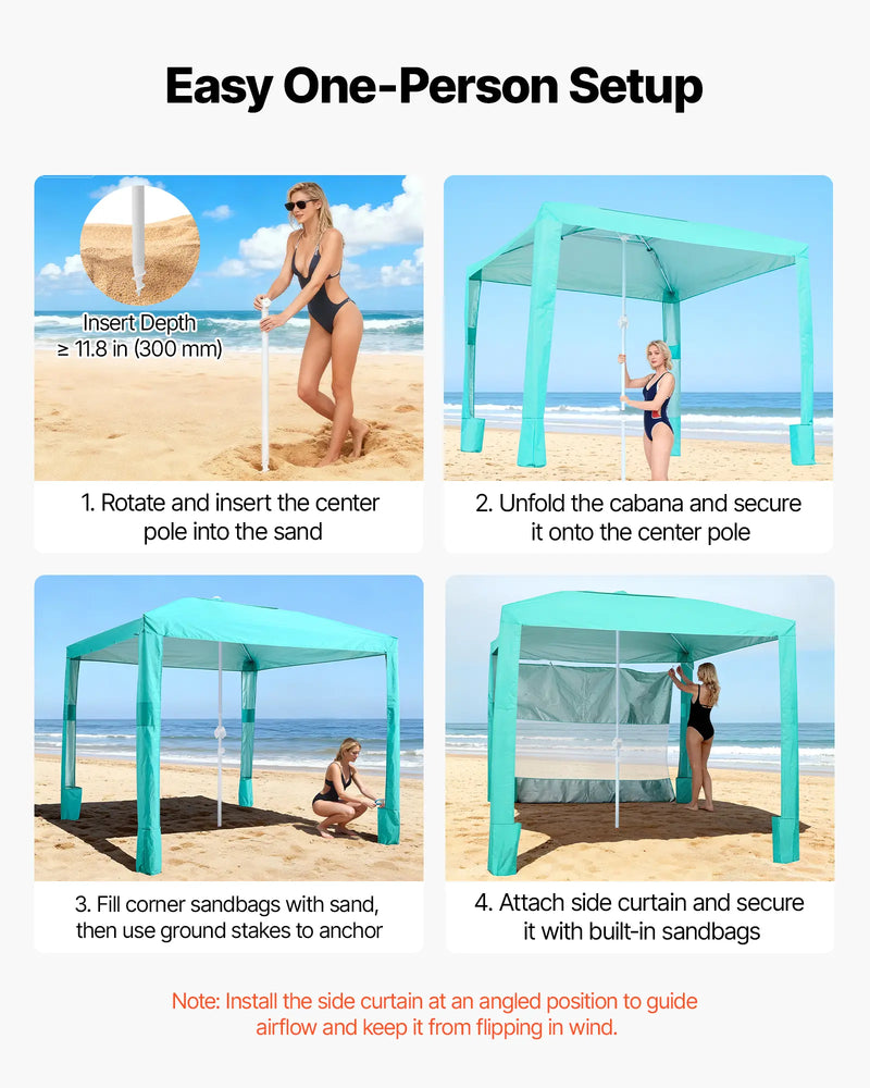8x8 ft Beach Cabana Sun Shelter, UPF 50+ photo 5