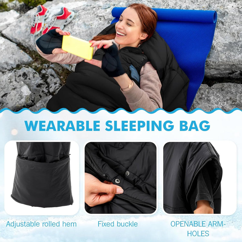 0 Degree Wearable Sleeping Bag with Hood, 74 in for Adults photo 5