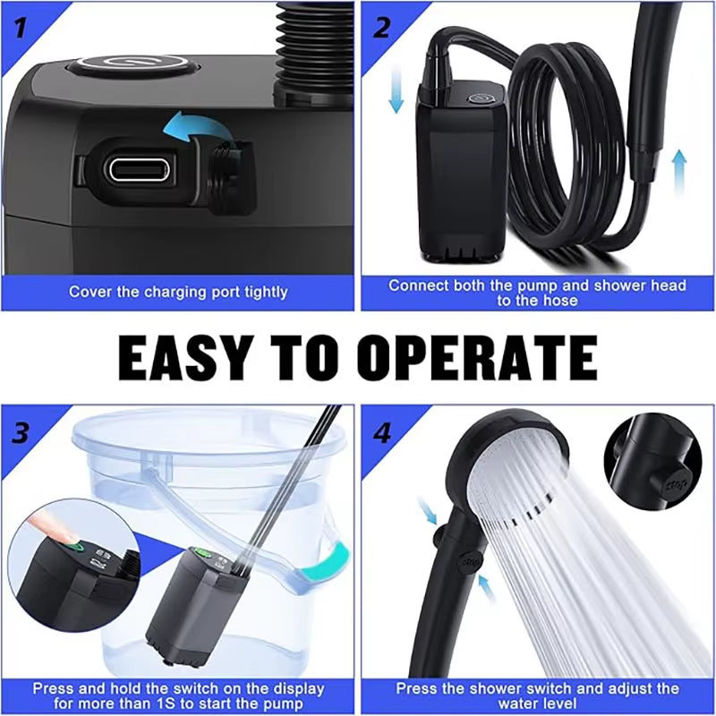 Rechargeable Portable Camping Shower with Pump photo 6