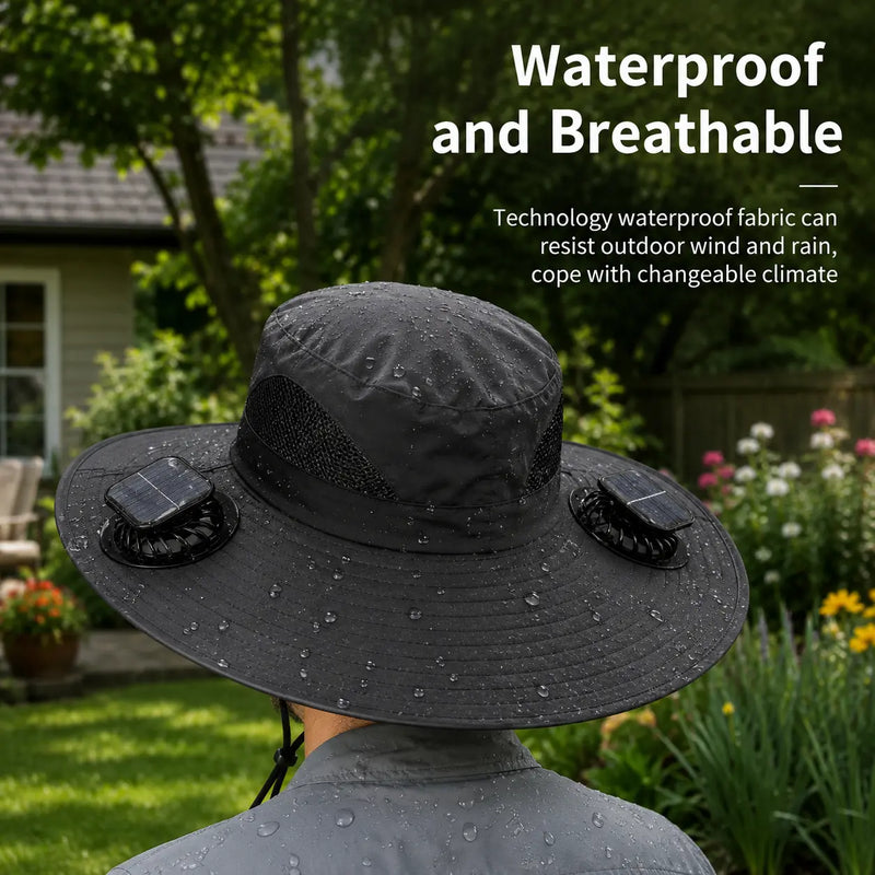 Solar Fan Bucket Hat, Dual Fans, UPF 50+ Protection photo 4