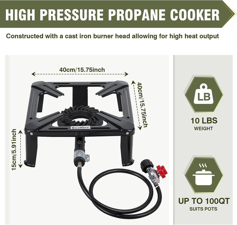 High Pressure Propane Burner with 16-Inch Steel Cooktop photo 3