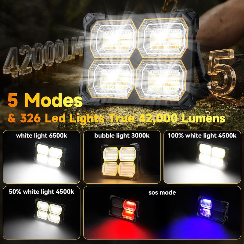 Rechargeable LED Work Light with Stand, Solar, 42,000mAh photo 2