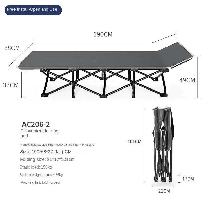 Folding Double Camping Daybed Lounger with Cushion photo 8