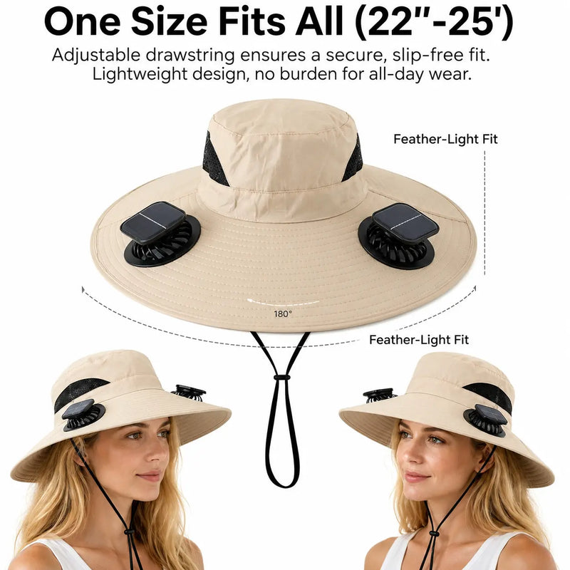 Solar Fan Bucket Hat, Dual Fans, UPF 50+ Protection photo 5