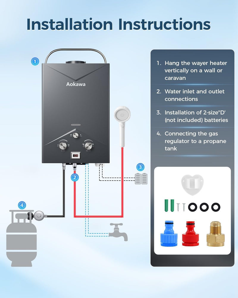 Portable Propane Tankless Water Heater with Shower Kit photo 9