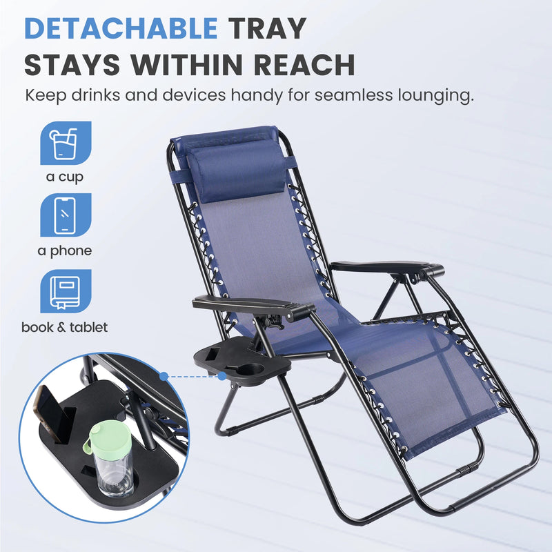 Zero Gravity Camping Chairs, 2 Pack with Cup Holder Trays photo 6