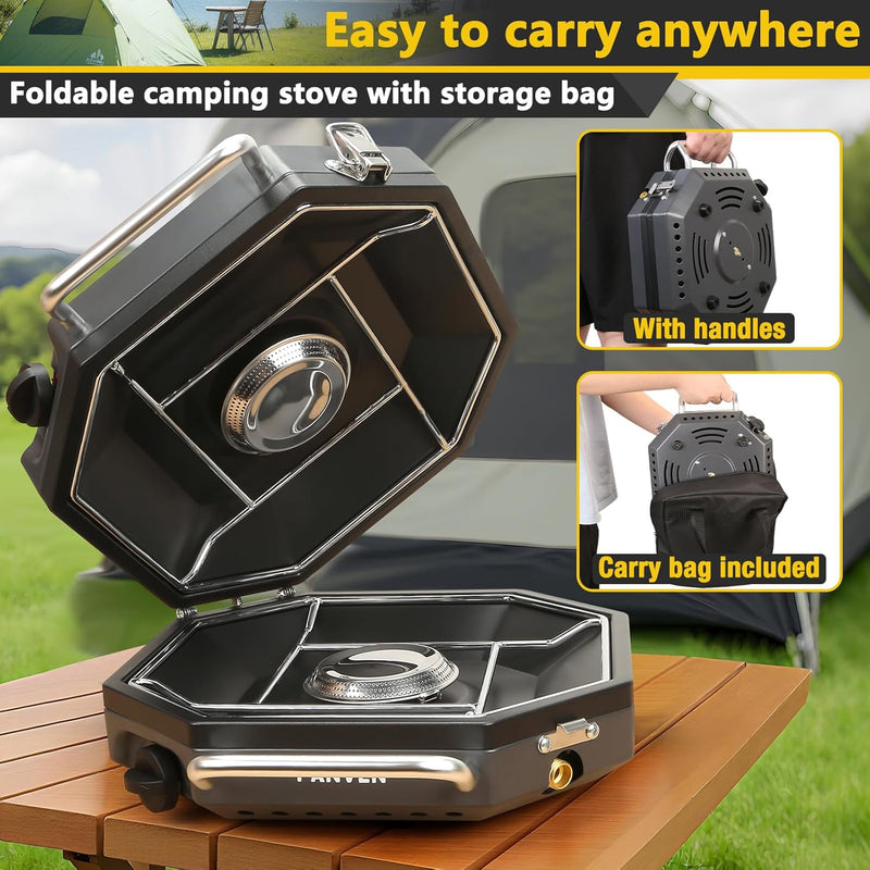2-Burner Propane Camp Stove, 20,000 BTU with Windscreen photo 4