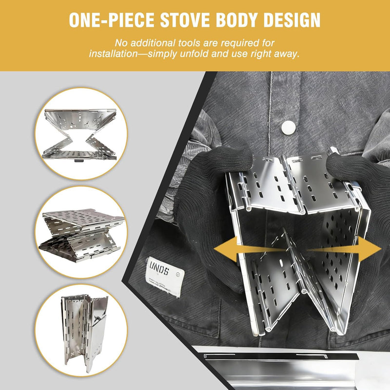 Folding Wood Burning Camp Stove, Stainless Survival Stove photo 8