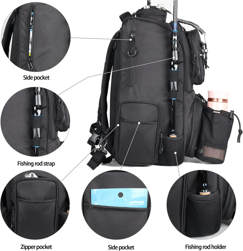 40L Fishing Tackle Backpack with Rod Holders and Tool Pocket photo 6