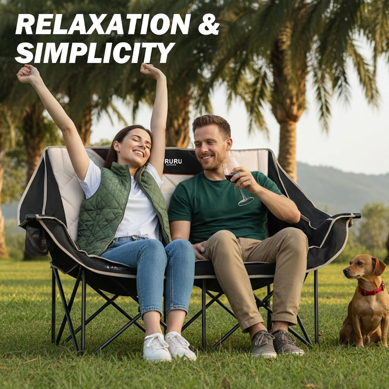 Double Camping Chair Loveseat, Padded, 600 lb Capacity photo 9