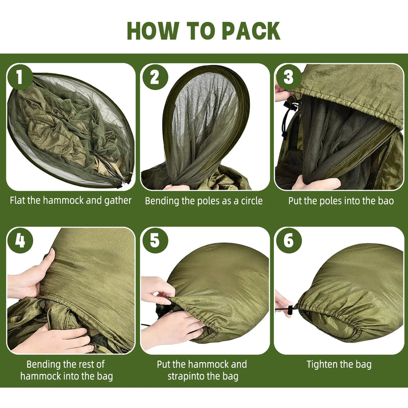 Pop-Up Camping Hammock with Mosquito Net and Straps photo 7