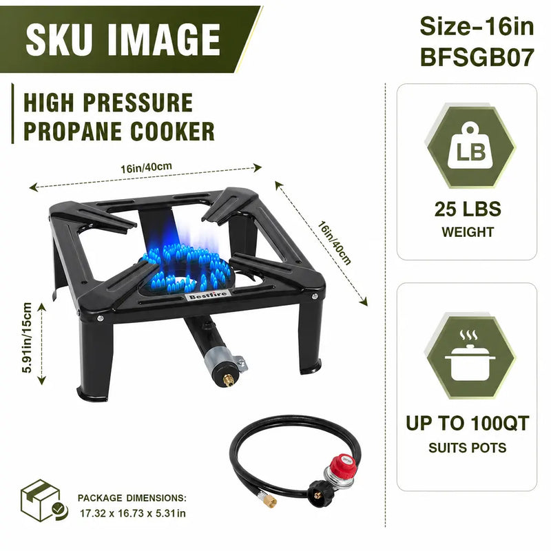 High-Pressure Single Propane Burner 60K/120K BTU photo 12