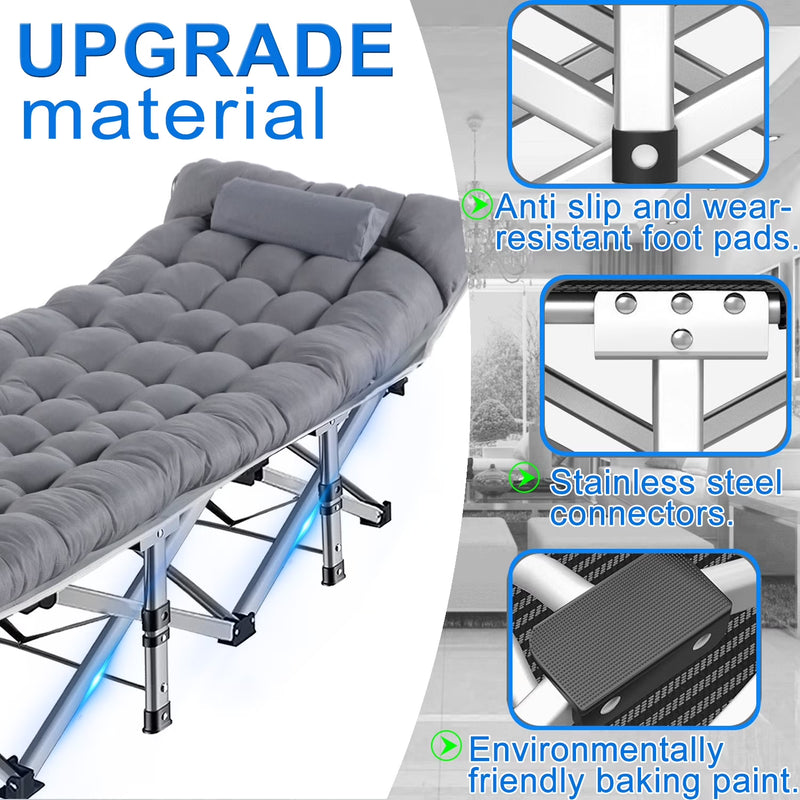 Folding Camping Cot for Adults, 500 lb with Mattress Pad photo 7