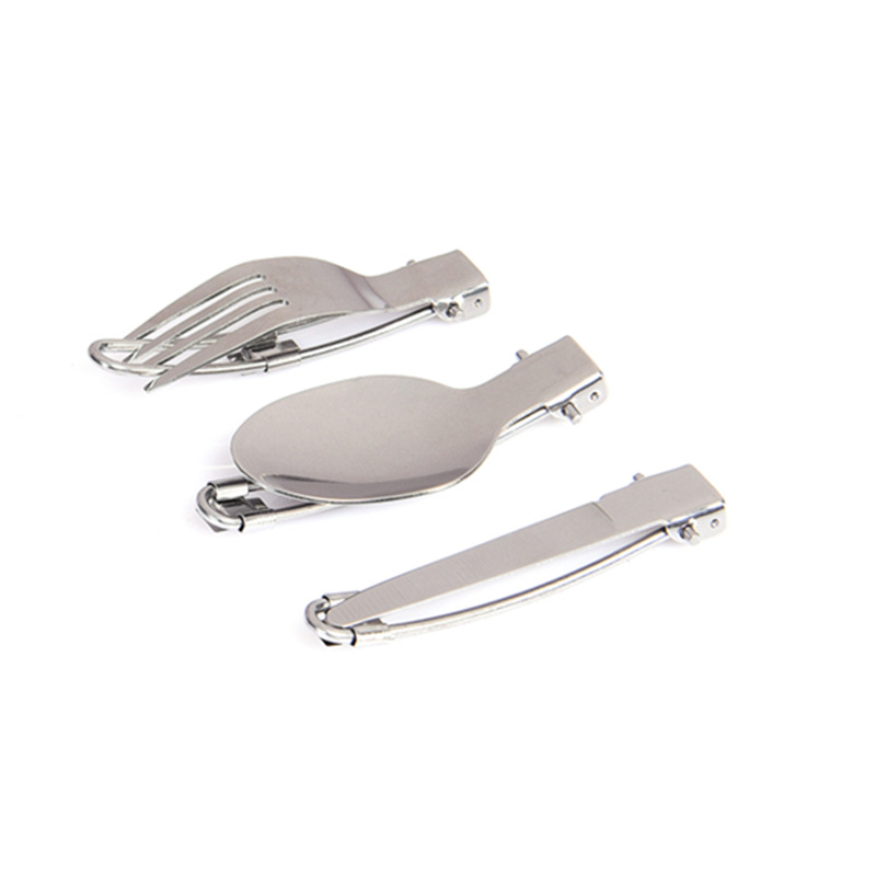 Folding Camping Cutlery Set, Stainless Steel 3-Piece photo 3