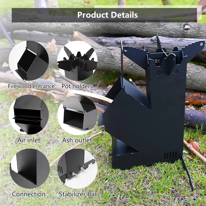 B Brazify Steel Rocket Stove with Heat Shield and Bag photo 2