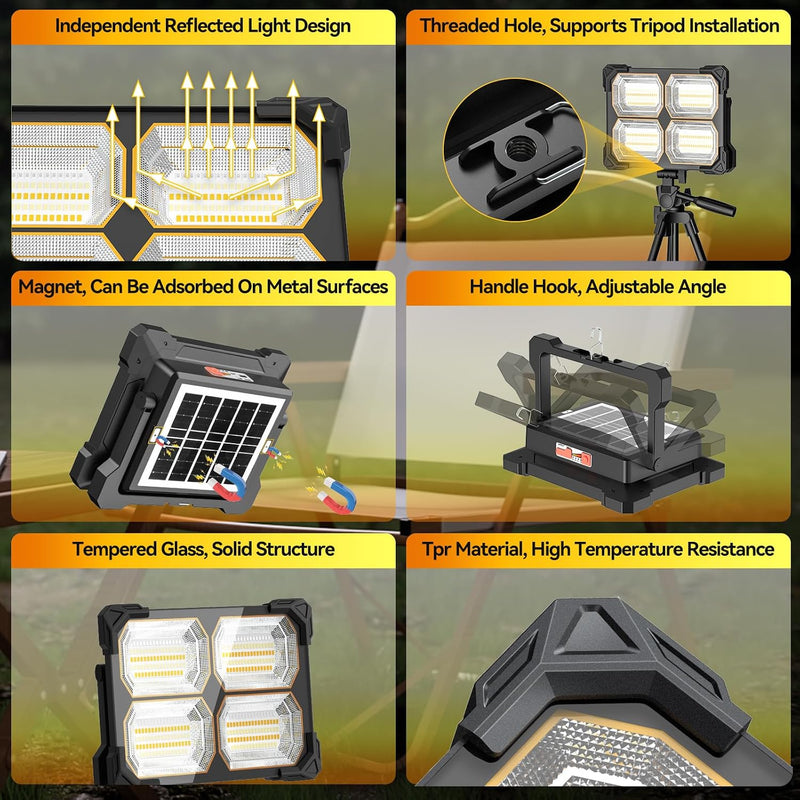 Rechargeable LED Work Light with Stand, Solar, 42,000mAh photo 5