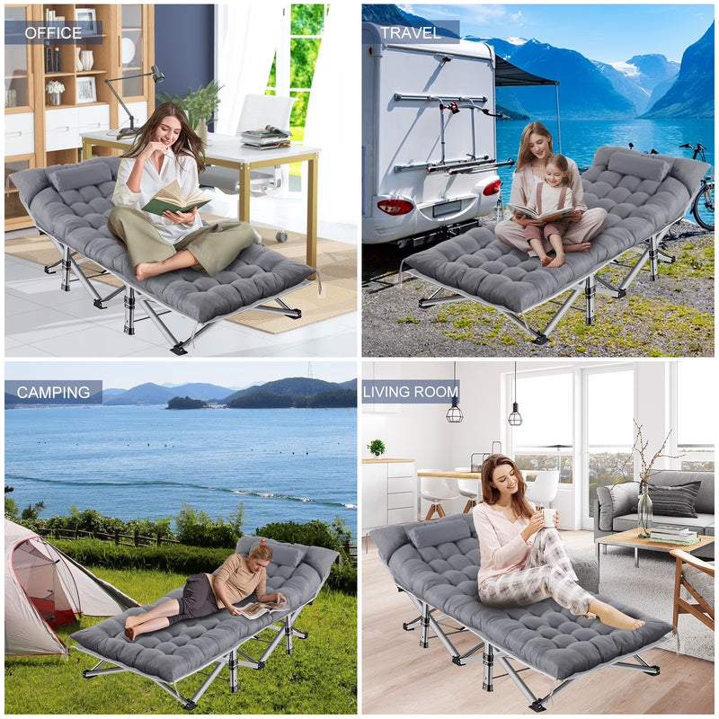 Folding Camping Cot for Adults, 500 lb with Mattress Pad photo 8