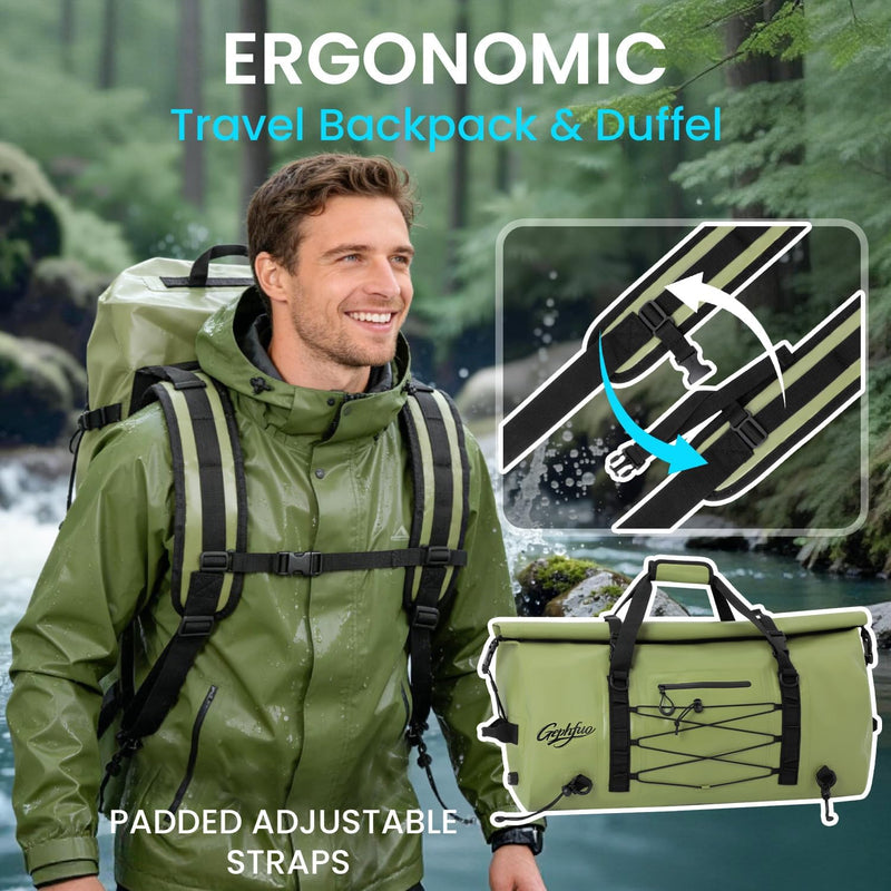 Waterproof Roll-Top Duffel Bag, 48-75L Dry Bag Backpack photo 6
