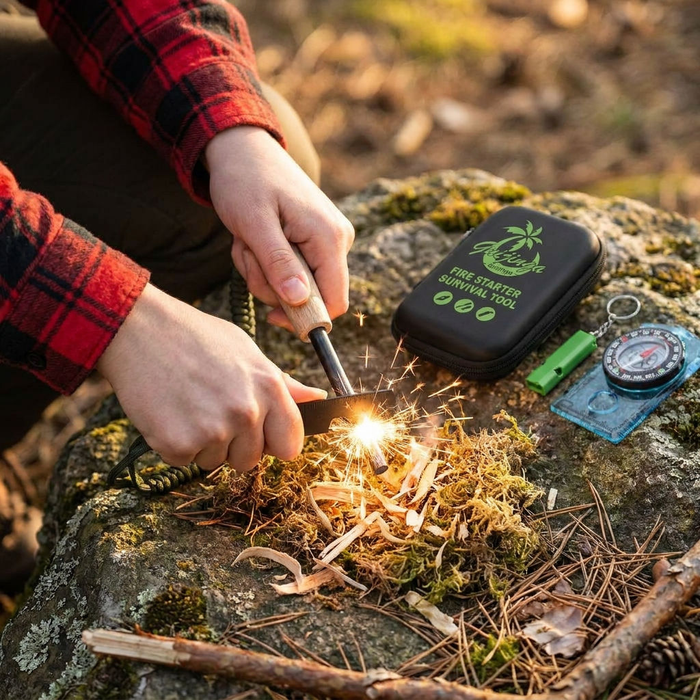 Flint and Steel Fire Starter Kit Outdoor Multifunctional