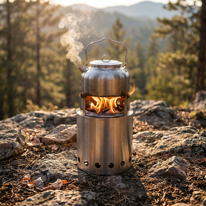 Outdoor Stainless Steel Fire Pit, Lightweight Camping